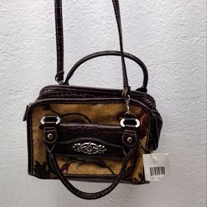 Women's Rosetti faux leather alligator design floral handbag